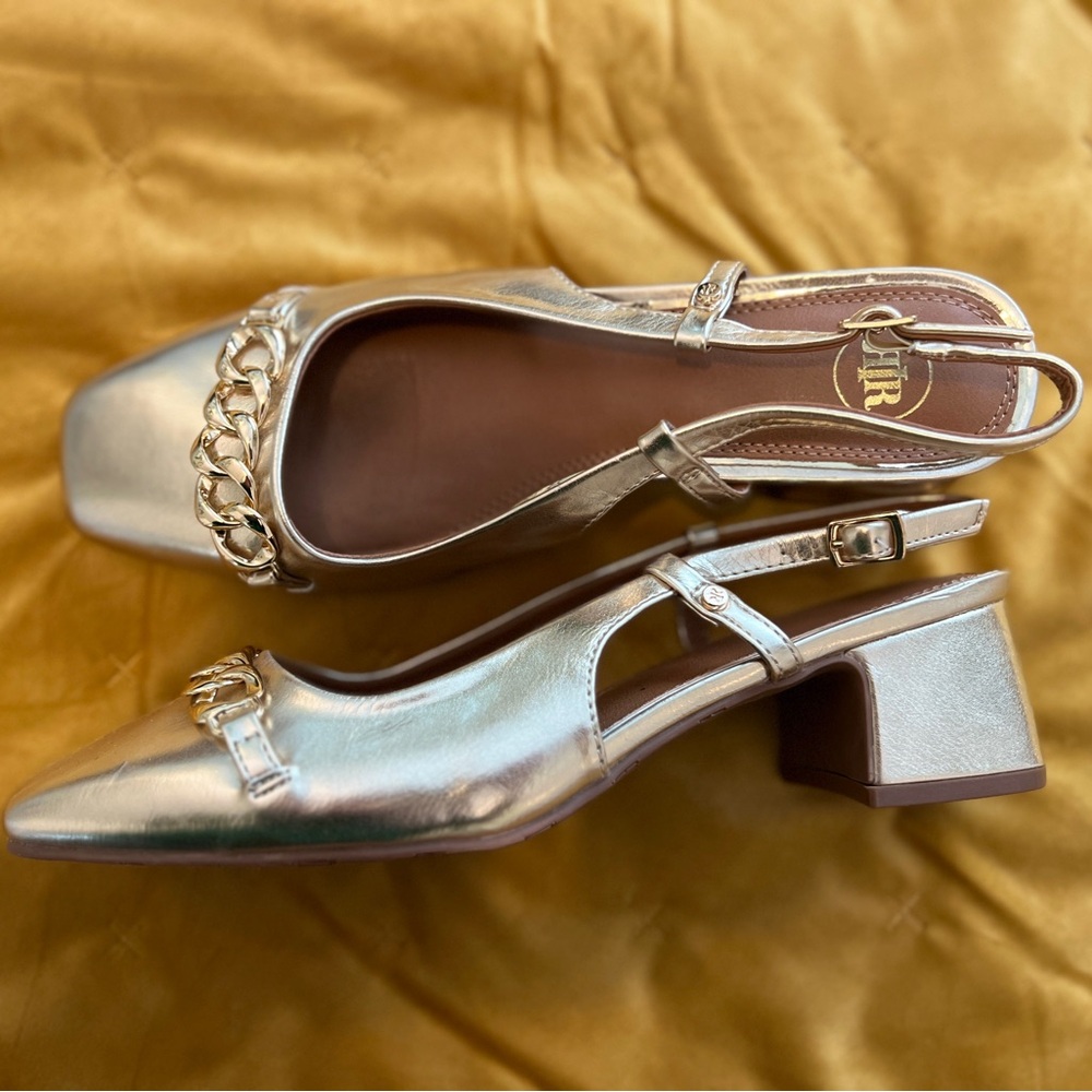 NEW - River Island Square-toe Sling-back Heeled Court Shoes